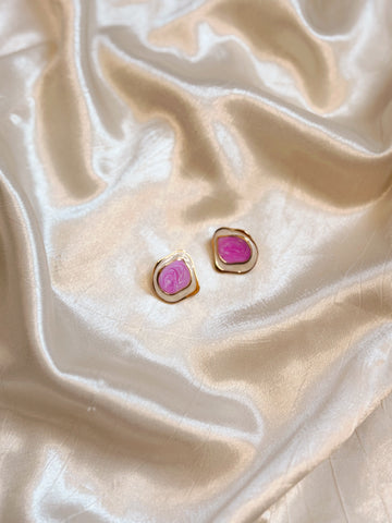 Unique Statement Earrings | Purple Gold