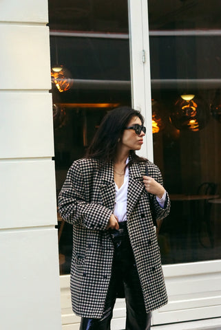 Unique Vintage Coat | Pied de Poule (L)