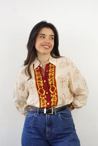 Silk Vintage Shirt (S-M)| Printed