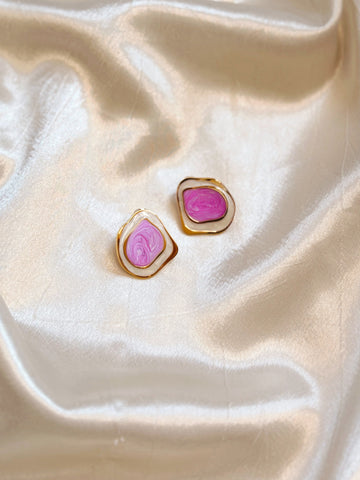 Unique Statement Earrings | Purple Gold