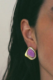 Unique Statement Earrings | Purple Gold