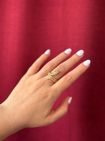 Unique Statement Snake Ring | Gold
