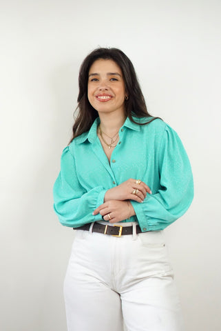 Unique Vintage Shirt (M-L)| Turquoise