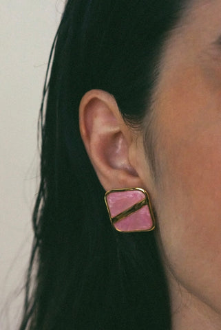 Unique Statement Earrings | Pink Gold