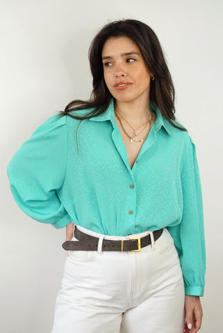 Unique Vintage Shirt (M-L)| Turquoise