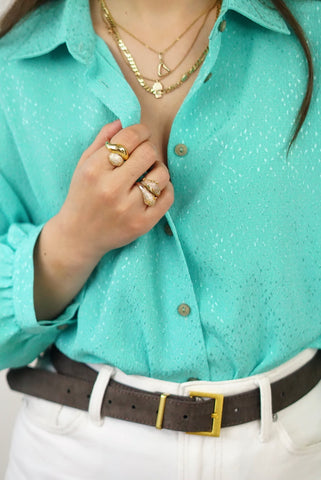 Unique Vintage Shirt (M-L)| Turquoise